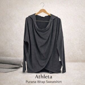 NWT Athleta Purana Wrap Thumb Hole Sweatshirt Hoodie Charcoal Gray M